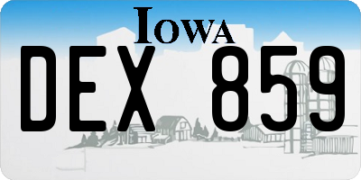 IA license plate DEX859