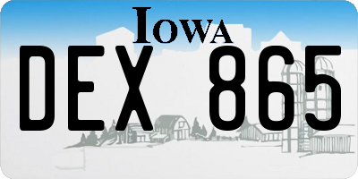 IA license plate DEX865