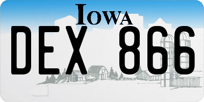 IA license plate DEX866