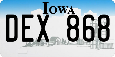 IA license plate DEX868