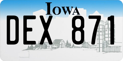 IA license plate DEX871