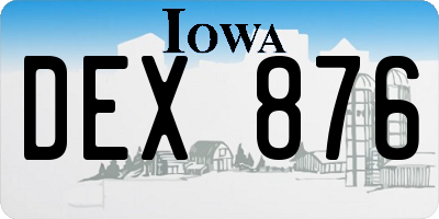 IA license plate DEX876