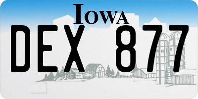 IA license plate DEX877