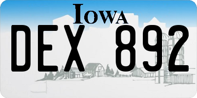 IA license plate DEX892