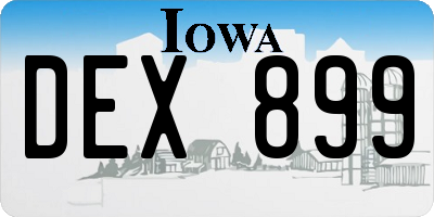 IA license plate DEX899