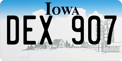 IA license plate DEX907