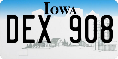 IA license plate DEX908