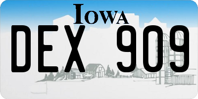 IA license plate DEX909