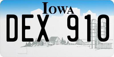 IA license plate DEX910