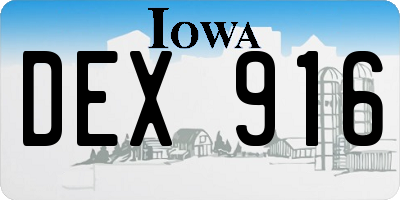 IA license plate DEX916