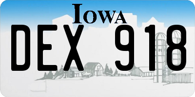 IA license plate DEX918