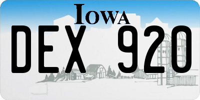 IA license plate DEX920