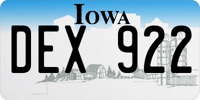 IA license plate DEX922