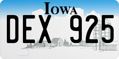 IA license plate DEX925