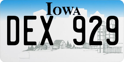 IA license plate DEX929