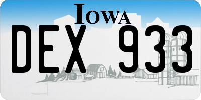 IA license plate DEX933