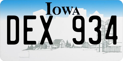 IA license plate DEX934