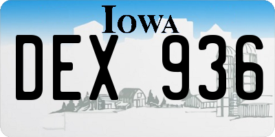 IA license plate DEX936