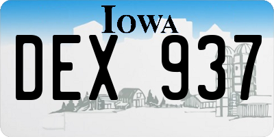 IA license plate DEX937