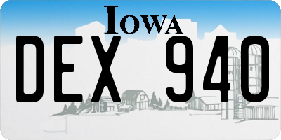 IA license plate DEX940