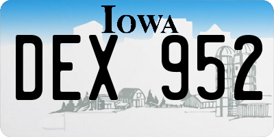 IA license plate DEX952