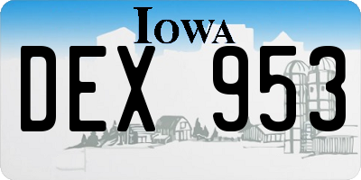 IA license plate DEX953