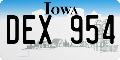 IA license plate DEX954