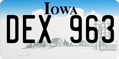 IA license plate DEX963