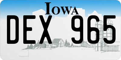 IA license plate DEX965