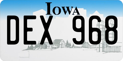 IA license plate DEX968