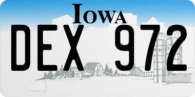 IA license plate DEX972