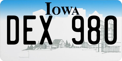 IA license plate DEX980