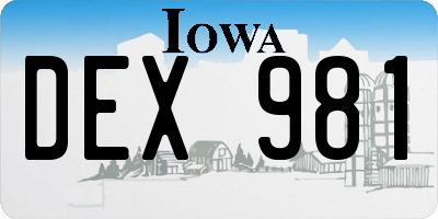 IA license plate DEX981