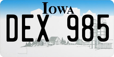 IA license plate DEX985