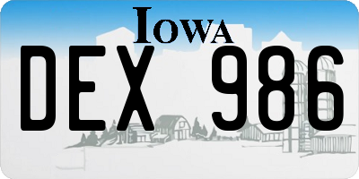 IA license plate DEX986