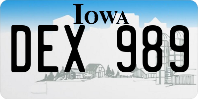 IA license plate DEX989