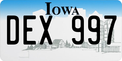 IA license plate DEX997