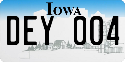 IA license plate DEY004