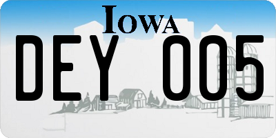IA license plate DEY005