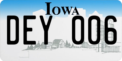 IA license plate DEY006