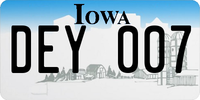 IA license plate DEY007