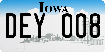 IA license plate DEY008
