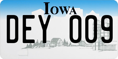 IA license plate DEY009