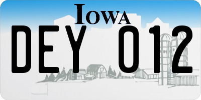 IA license plate DEY012
