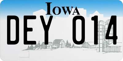 IA license plate DEY014