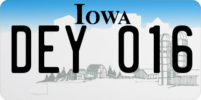 IA license plate DEY016