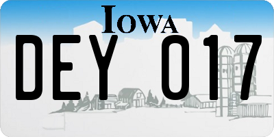 IA license plate DEY017
