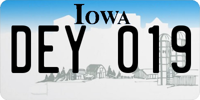 IA license plate DEY019