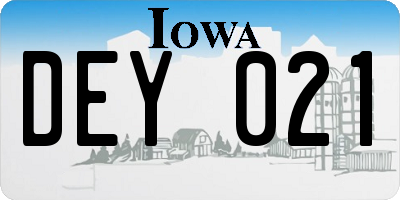 IA license plate DEY021