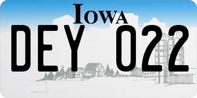 IA license plate DEY022